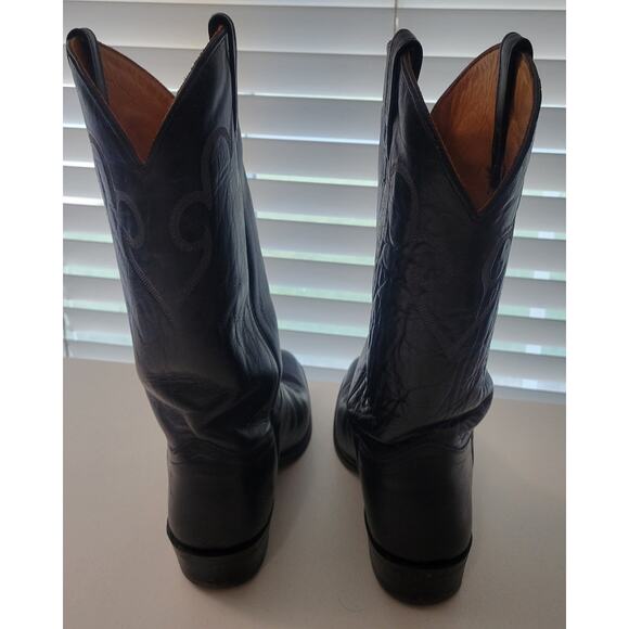 J. Chisholm Black Leather Western Cowboy Boots Men\'s 8.5 EE Wide USA Vintage main image 10